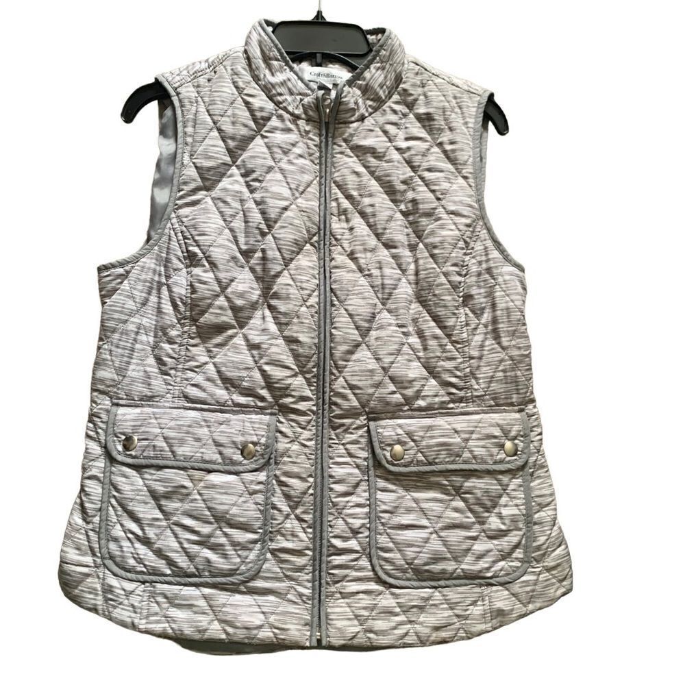 Croft & Barrow Gray Quilted Vest Size Medium